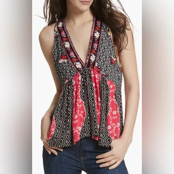 FREE PEOPLE Dream Darlin Printed Racerback Top - Picture 2 of 13